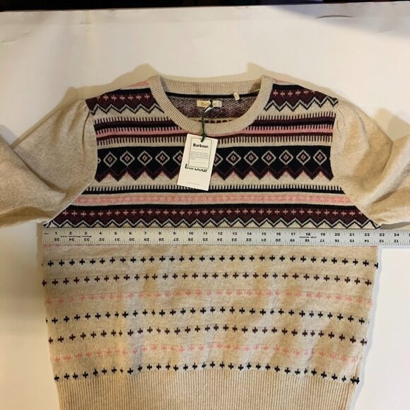 Barbour‎ Women's Birch Knit Fair Isle Crew Neck Wool Blend Sweater Size 14 NWT - Picture 12 of 14